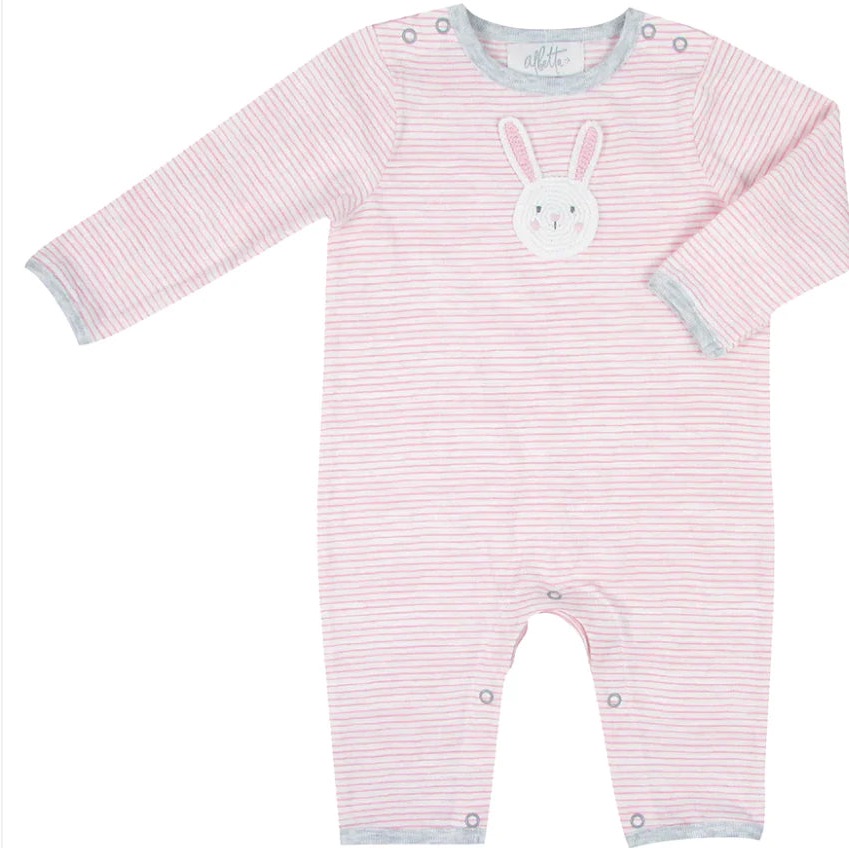 6-12m Pink Albetta Crochet Bella Bunny Babygro Cotton, Bunny